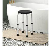 HOMCOM Shower Chair, Adjustable Height Shower Stool with Aluminium Frame and Non-Slip Feet, Bathtub Stool Seat for Elderly Disabled Handicap, Black