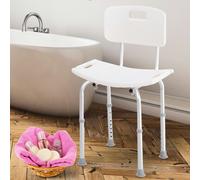HOMCOM Bath Chair Shower Seat Safety Bathroom Elderly Aids Adjustable - White