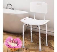 HOMCOM Bath Chair Shower Stool Safety Seat Bathroom Adjustable Positions Elderly Aids White