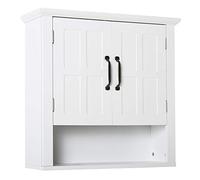 HOMCOM Bathroom Cabinet, 3-Tier Bathroom Wall Cabinet with Adjustable Shelf and 2 Doors, Storage Cabinet for Over the Toilet, White