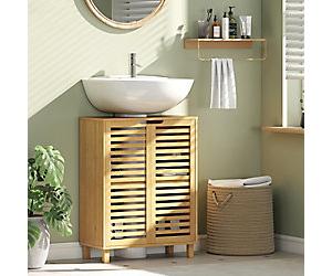 HOMCOM Bathroom Cabinet 834-893V00ND Bamboo 2 Doors 0 Drawers