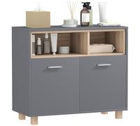 HOMCOM Bathroom Cabinet, Bathroom Storage Unit, Bathroom Storage Cabinet with Open Compartments and Double Doors