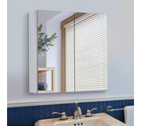 HOMCOM Stainless Steel Mirror Cabinet - Double Doors - 60x50x12 cm | TJ Hughes