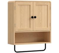 HOMCOM Bathroom Cabinet Wall Mounted, Bathroom Wall Cabinet with 2 Doors, Adjustable Shelf Storage for Toilet, Oak