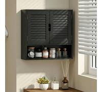 HOMCOM Bathroom Cabinet, Wall Mounted Cabinet with Adjustable Shelves - 1 - MDF - Black