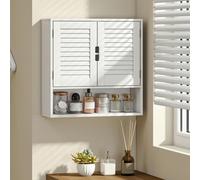 Homcom Bathroom Cabinet, Wall Mounted Cabinet With Adjustable Shelves, White