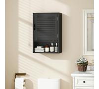 HOMCOM Bathroom Cabinet, Wall Mounted Cabinet with Adjustable Shelves in Black | Size: W600mm x H600mm HOMCOM Black W600mm x H600mm