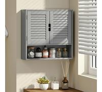 HOMCOM Bathroom Cabinet, Wall Mounted Cabinet with Adjustable Shelves - 1 - MDF - Grey