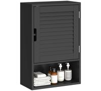 HOMCOM Bathroom Cabinet, Wall Mounted Cabinet with Adjustable Shelves in Black | Size: W600mm x H600mm HOMCOM Black W600mm x H600mm