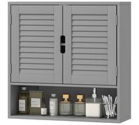 HOMCOM Bathroom Cabinet, Wall Mounted Cabinet with Adjustable Shelves in Grey | Size: W600mm x H600mm HOMCOM Grey W600mm x H600mm