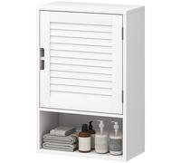 HOMCOM Bathroom Cabinet, Wall Mounted Cabinet with Adjustable Shelves, White - 1 - MDF - White