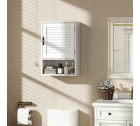 HOMCOM Bathroom Cabinet, Wall Mounted Cabinet with Adjustable Shelves, White - 1 - MDF - White