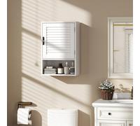 HOMCOM Bathroom Cabinet, Wall Mounted Cabinet With Adjustable Shelves, White, White