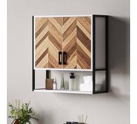 HOMCOM Bathroom Cabinet Wall Mounted Over the Toilet with 2 Doors, Walnut