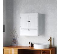 HOMCOM Bathroom Cabinet Wall Mounted with Adjustable Shelf, White