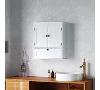 HOMCOM Bathroom Cabinet Wall Mounted with Adjustable Shelf, White HOMCOM White