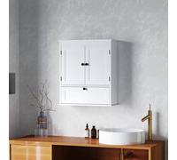 Homcom Bathroom Cabinet Wall Mounted With Adjustable Shelf, White White