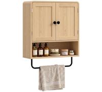 HOMCOM Bathroom Cabinet with 2 Doors and Adjustable Shelf, Oak