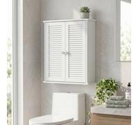 HOMCOM Bathroom Cabinet with Adjustable Shelf, White