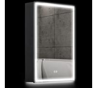 HOMCOM Bathroom Cabinet w/ Mirror, LED Lights and Demister Pad, Black, Black