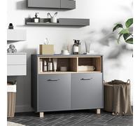 HOMCOM Bathroom Cabinet with Open Compartments & 2 Doors, Grey HOMCOM Grey