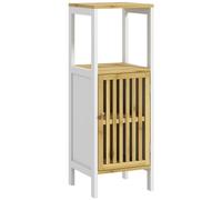 HOMCOM Bathroom Floor Cabinet Bamboo Bathroom Cupboard with Adjustable Shelf | TJ Hughes