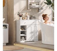 HOMCOM Bathroom Floor Cabinet, Bathroom Cabinet with Drawer and Door, White