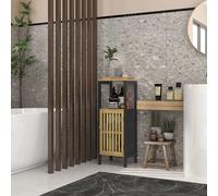 HOMCOM Bathroom Floor Cabinet Bathroom Cupboard with Adjustable Shelf, Black