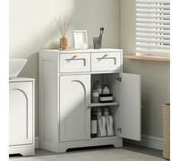 HOMCOM Bathroom Floor Cabinet, Bathroom Storage Unit with 2 Doors, White - White - Particle Board