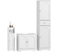 HOMCOM Bathroom Furniture Set Tall & Under Sink Cabinet Storage Unit White HOMCOM White