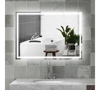HOMCOM Illuminated Bathroom Mirror with LED Lights 3 Colours Defogging Film - Silver