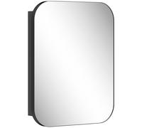 HOMCOM Bathroom Medicine Cabinet with Mirror, Bathroom Wall Cabinet with Adjustable Shelves, Soft Close Hinges, Black