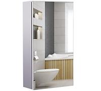 HOMCOM Wall Mounted Bathroom Mirror Glass Storage Stainless Steel Cupboard 4 Pat
