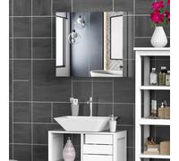 HOMCOM Wall Mounted Stainless Steel Bathroom Cabinet With Double Mirror Door, Silver