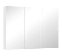 HOMCOM Bathroom Mirror Cabinet Wall Mounted, 3-Door Storage Unit, Modern Bathroom Wall Cabinet with Mirror and 4 Adjustable Shelves, 91.5 x 11.5 x 65 cm, White