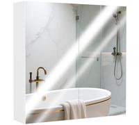 Bathroom Mirror Cabinet Wall Mounted, 60 x 15 x 60 cm, White HOMCOM White W600mm x H600mm