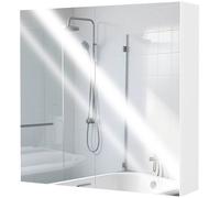 Homcom Bathroom Mirror Cabinet Wall Mounted, 60 X 15 X 60 Cm, White White