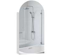 HOMCOM Bathroom Mirror Cabinet Wall Mounted Modern 40 x 12 x 80 cm White | Bathroom Wall Cabinet, Frameless Arch Mirror, Adjustable Glass Shelves
