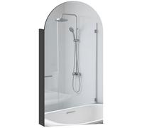 HOMCOM Bathroom Mirror Cabinet Wall Mounted, Modern Bathroom Wall Cabinet with Frameless Arch Mirror and Adjustable Glass Shelves, 40 x 12 x 80 cm, Black