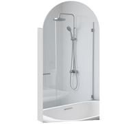 HOMCOM Bathroom Mirror Cabinet Wall Mounted, Modern Bathroom Wall Cabinet with Frameless Arch Mirror and Adjustable Glass Shelves, 40 x 12 x 80 cm, White