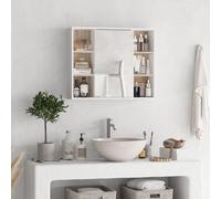 HOMCOM Bathroom Mirror Cabinet Wall Mounted Storage Cabinet With Open Cupboard and Adjustable Shelf - White, White