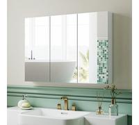 Homcom Bathroom Mirror Cabinet With 4 Adjustable Shelves, White