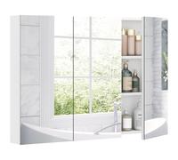 HOMCOM Bathroom Mirror Cabinet with 4 Adjustable Shelves, White