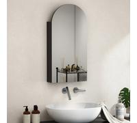 HOMCOM Bathroom Mirror Cabinet with Adjustable Glass Shelves - Black | TJ Hughes