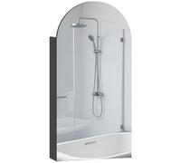 HOMCOM Bathroom Mirror Cabinet with Adjustable Glass Shelves - Black | TJ Hughes