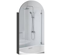 HOMCOM Bathroom Mirror Cabinet with Adjustable Glass Shelves - Black | TJ Hughes