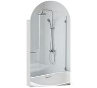 HOMCOM Bathroom Mirror Cabinet with Adjustable Glass Shelves, White, White