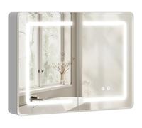 Homcom 60 X 80 Cm Led Bathroom Mirror Cabinet With Double-Sided Mirrors In Silver Silver