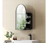 HOMCOM Bathroom Mirror Cabinet with Mirror Arched Wall Cabinet Black HOMCOM Black