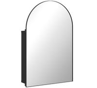 HOMCOM Bathroom Mirror Cabinet with Mirror, Arched Wall Mounted Bathroom Cabinet with Storage Shelves, Black